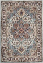 Ikado Vintage tapijt met medaillon, bedrukt, blauw 60 x 110 cm