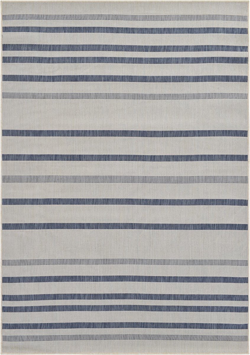 Vercai Rugs Terrace Collectie - Laagpolig Vloerkleed - Tapijt voor Binnen en Buiten - Polypropyleen - Ivoor / Blauw - 200x290 cm