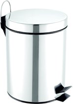 poubelle de salle de bain - 5L - ronde - acier - gris - version chromée - seau cosmétique - poubelle cosmétique à pédale