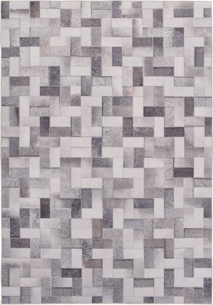 Vercai Rugs Nova Dots Collectie - Laagpolig Vloerkleed - Bedrukt Tapijt voor Woonkamer - Polyester - Grijs - 120x170 cm