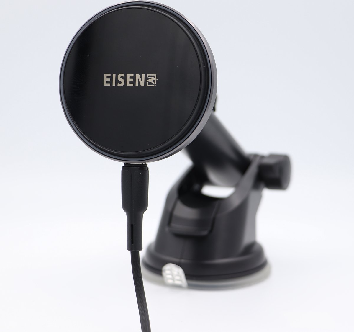 Eisenz EZ-2030 - Magnetische Auto Telefoonhouder met 15W Draadloos Opladen - Inclusief Ventilatierooster Klem & Zuignap - Gloss Zwart