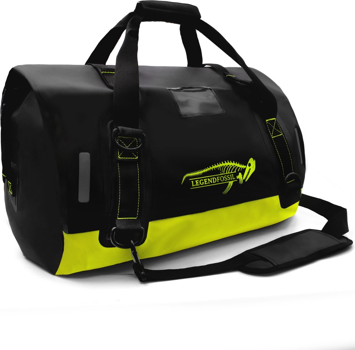 Legendfossil - Waterproof Bag - Sjømat - 30L - Black - Duffel - Waterdicht - Outdoor - Wandelen - Survival - PVC - Kayak - Drybag - Zwart Geel