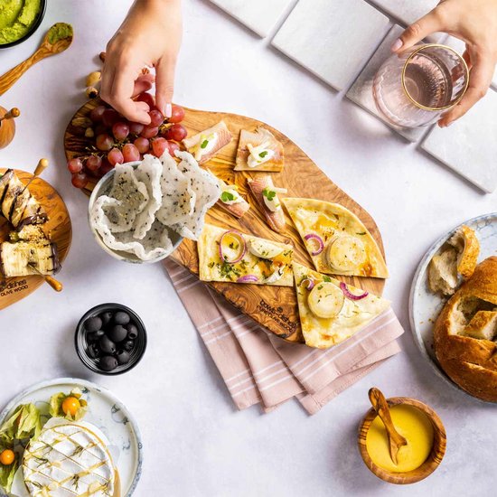 Étagère à tapas en bois d'olivier pur - Bois d'olivier - 50-55 cm