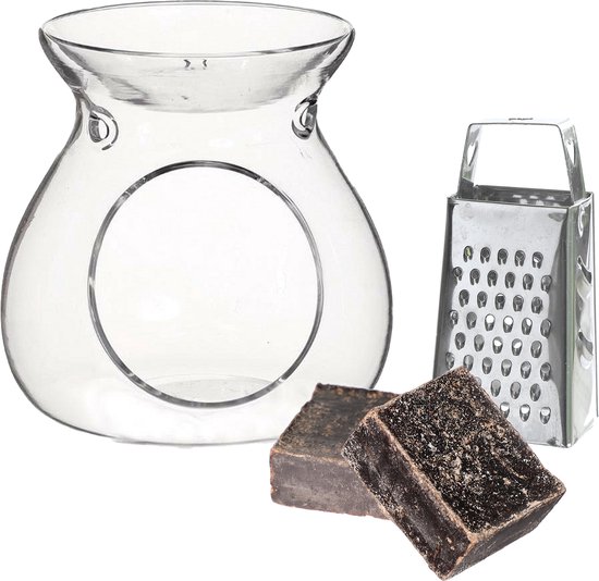 Ideas4seasons Amberblokjes/geurblokjes cadeauset - musk - inclusief geurbrander en mini rasp