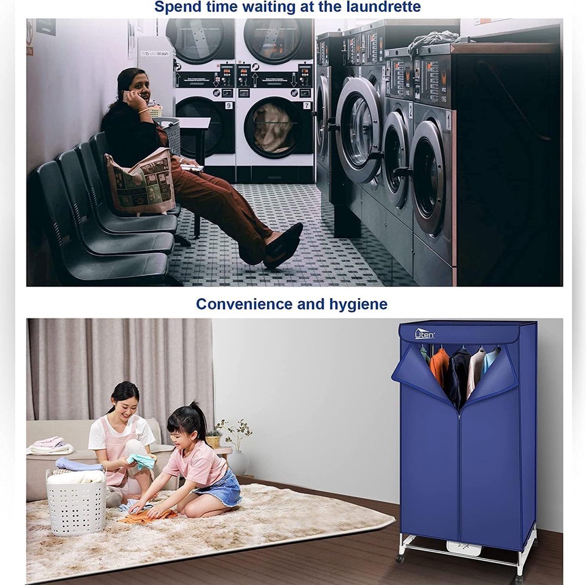 1200w Sèche-linge électrique Sèche-linge portable Ménage Haute