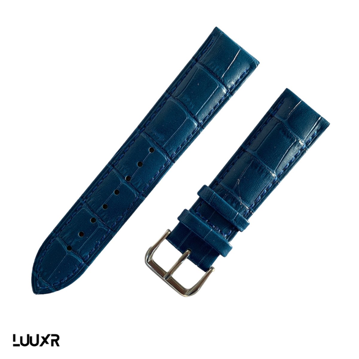 Luuxr strap dark blue 22mm aligator look lualblu220001