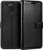 DrPhone Flipcover - Bookcase - Geschikt voor Sony XA2 Ultra - Luxe booktype PU Lederen Portemonnee Case - Wallet Case met Kickstand - Zwart