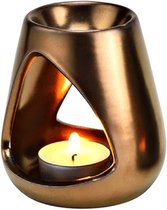Geurbrander voor amberblokjes/geurolie - keramiek - goud - 9 x 10 x 9 cm