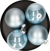 Decoris Grote kerstballen - 4x st - glas - lichtblauw - 10 cm - kerstversiering