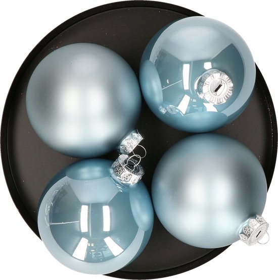 Decoris Lot de 18 boules de Noël, en verre, 4 cm chacune, bleu foncé