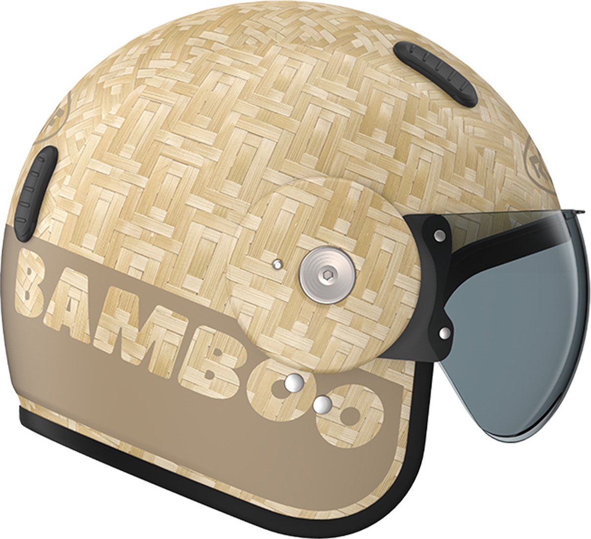 ROOF - RO15 BAMBOO PURE MATT SAND - Maat XL - Jethelm - Scooter helm - Motorhelm - Zwart - ECE 22.06 goedgekeurd - Scooterhelmen mannen en vrouwen.