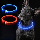 JN Blauwe LED Halsband voor honden - Large size - blauw verlichte halsband - 70 cm - Graag nauwkeurig de maat opmeten! - Lichtgevende Halsband Hond - Oplaadbaar via USB - adjustable - verstelbaar - verstelbare halsband USB oplaadbaar