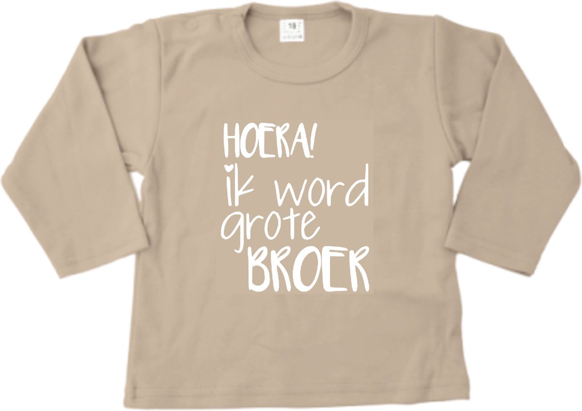 Shirt Aankondiging zwangerschap "Hoera Ik word grote broer" | lange