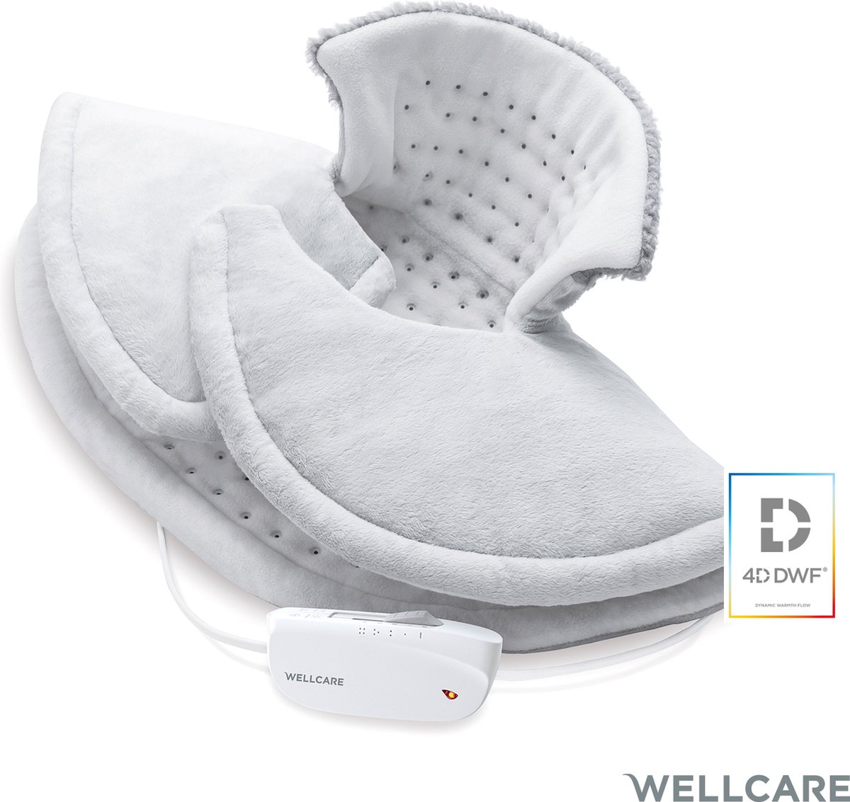 Wellcare WE-167NSHD Verwarmende nek- en schouderkussen | Met verzwaard rand | 4D DWF-technologie | 47 x 63 cm | Knuffelig dutje en gevlecht fleece