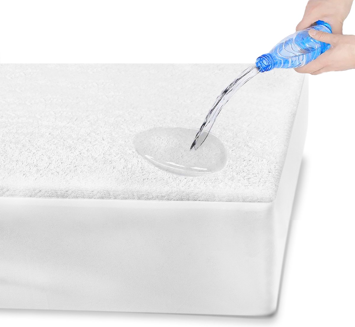 Waterdichte Molton 80x200- Hoeslakenbadstof - Antibacteriële - Rondom Elastiek - Wit - 200 GSM - Waterdichte Matras Beschermer Incontinentie Matrasbeschermer - 80 x 200