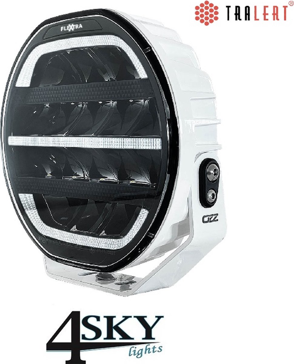 LED verstraler OZZ wit 9 inch 160 watt 15.000 Lumen met positielicht amber/wit
