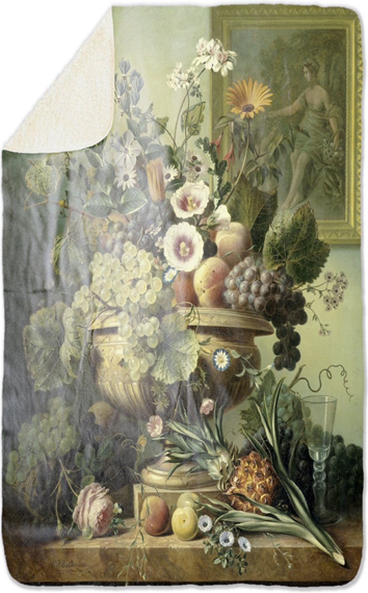 Fleecedeken Bloemen2, FD2023806, 96x146cm, Polyester Sherpa