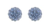 Behave Oorbellen zilver oorknoppen rond blauw met steentjes 0,7 cm