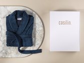 Casilin - Badjas Dames en Heren - Cadeau incl Luxe Geschenkdoos - Fleece & Katoen - Donkerblauw - Maat S