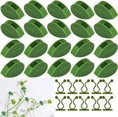 Pack of 100 Plant Clips, Plant Holder, Wall Self-Adhesive Plant Clips, 50 Leaf-shaped Vine Holder, Green with 50 Plant Attachment Clips, White, Climbing Aid for Gardening, Vegetables, Cable Organiser