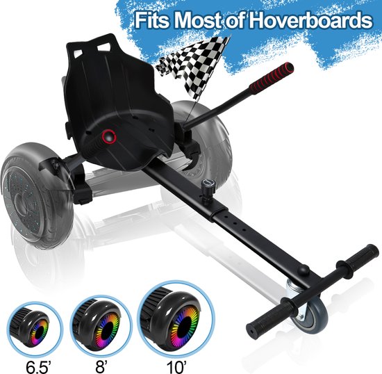 Hoverboard kart - Hoverkart voor Hoverboard - Hoverkart voor Oxboard - Zitje scooter voor 6,5, 8,5 en 10 inch Hoverboard - Kart uitbreiding - Hoge Kwaliteit Materiaal - Merkloos