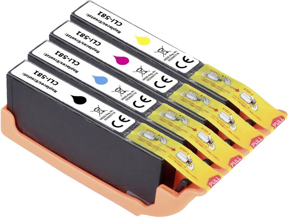 Image of Renkforce Inktcartridge vervangt Canon CLI-581BK, CLI-581C, CLI-581M, CLI-581Y Compatibel Combipack Zwart, Cyaan, Magen