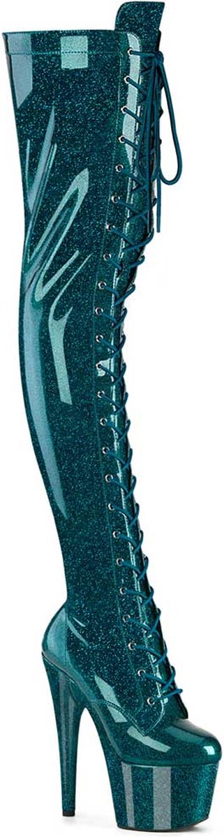 Pleaser FLAMINGO-3050 Plateau Overknee Laarzen Paaldans 44 Shoes Zwart