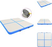 vidaXL Opblaasbare Sportmat - Grote en professionele mat - Schokabsorberend en anti-slip - Waterdicht - PVC - 200 x 200 x 10 cm - Blauw en grijs - Yogamat
