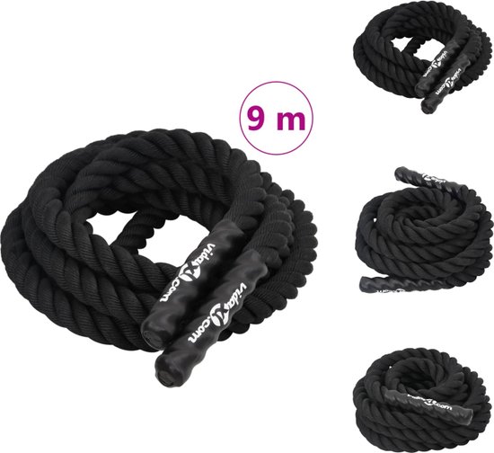 vidaXL Slagtouw Fitness - 3-strengs gedraaid - Duurzaam materiaal - Draagbaar ontwerp - Stevige handgrepen - Veelzijdige trainingen - vidaXL - Battle rope