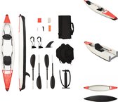 vidaXL Kayak gonflable - Polyester avec revêtement PVC - 424 x 81 x 31 cm - Durable et respirant - Comprend pompe - Sac - Pagaies et sièges - Convient pour 14 ans et plus - Capacité de charge 170 kg - Rouge - Canoë