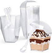 Herbruikbare Dessertbekers Set - Transparante Plastic Bekertjes voor Feestelijke Gelegenheden - Perfect voor Tiramisu, IJs, Pudding - Duurzaam en Elegant Design - Set van [Aantal] Bekers