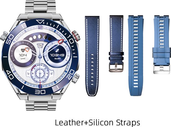 Foto: Apple watch series 10 wifi 46mm zilveren aluminium case met blauw cloud geweven sportbandje