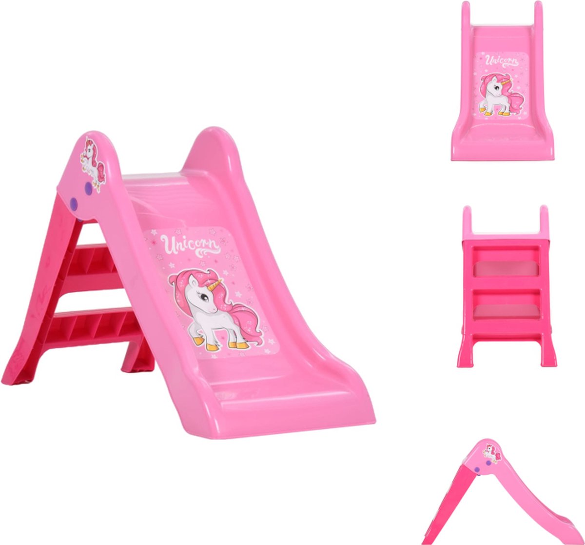 VidaXL Glijbaan Inklapbaar Kunststof Roze 111 x 47 x 70 cm Maximaal 25 kg Glijbaan