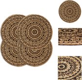 vidaXL Placemats Jute - Ø38cm - Donkerbruin - 100% Jute - Placemats