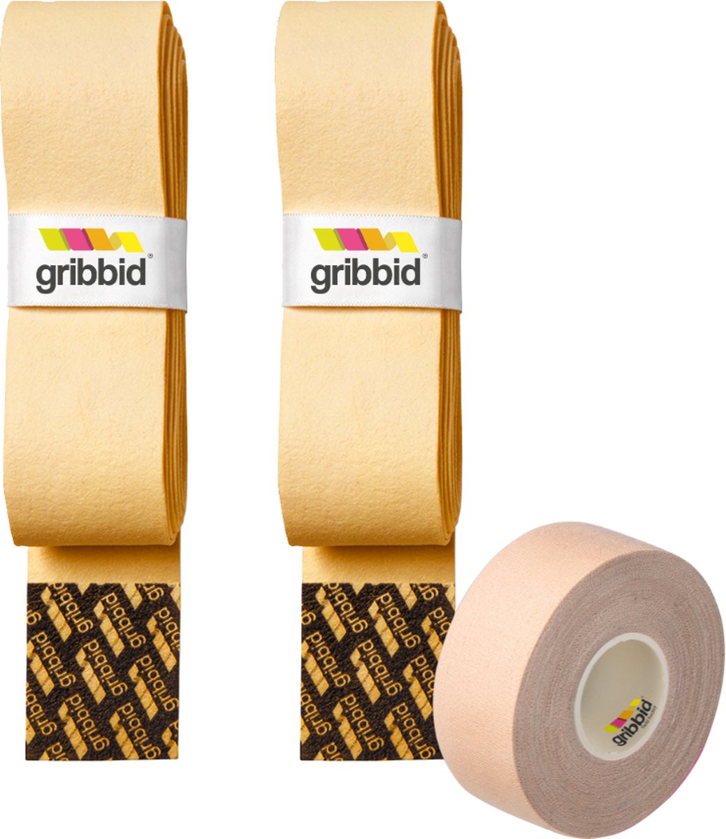 Gribbid Progrip - Hockey Grip - Zeempje - The Original Dutch Chamois - 2Pack Geel & Softtape Natural - Gribbid