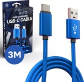 Câble de charge supplémentaire pour manette rapide USB C pour PlayStation 5 - Chargeur PS5 - Câble USB C - Chargeur rapide 5A / Chargeur rapide - 3 mètres 3M - Bleu