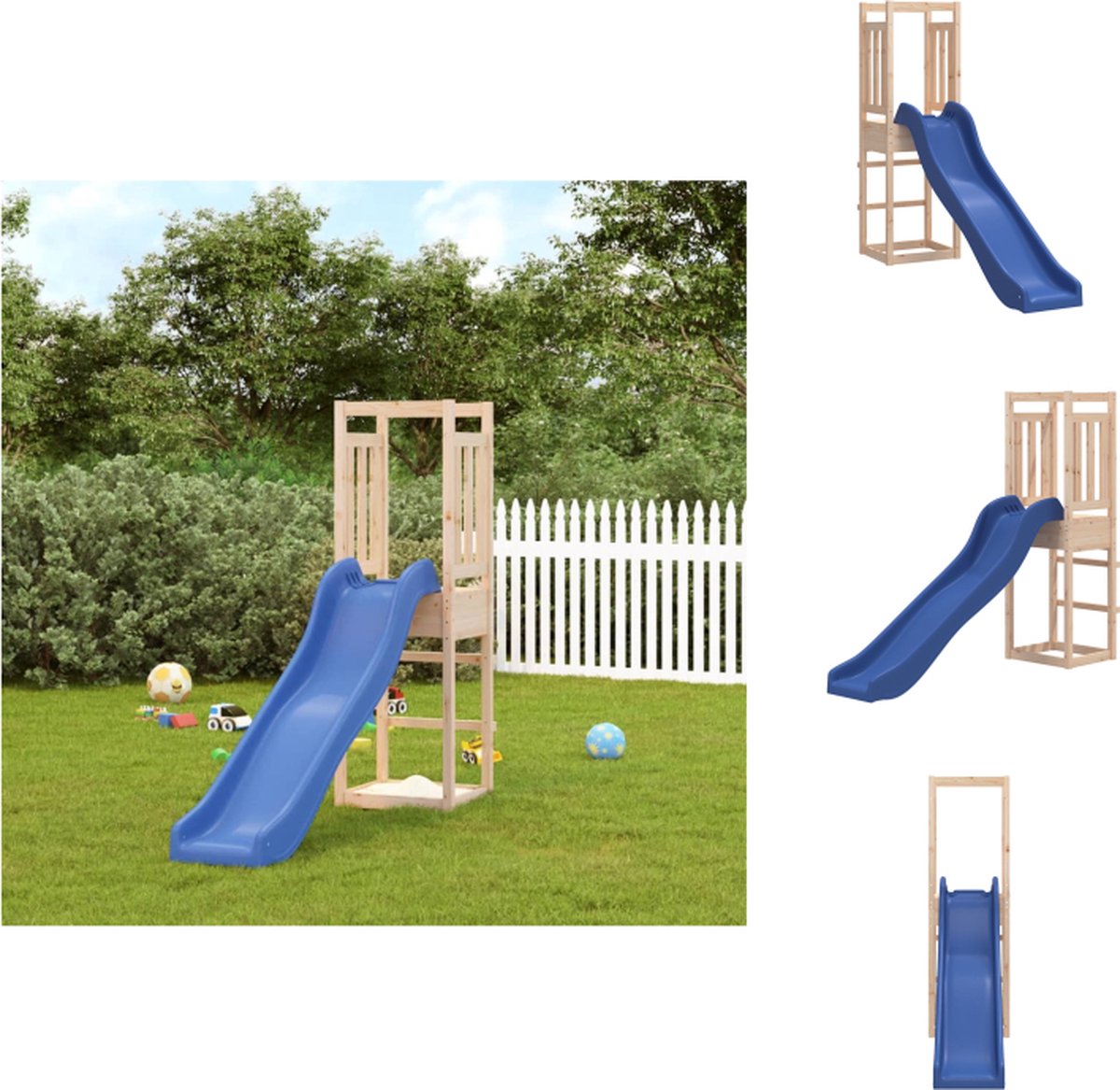 VidaXL Houten Speelhuisje Speeltoren 53x251x169 cm Grenenhout Speeltoestellencombinatie