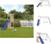 vidaXL Houten speelset - speeltuin voor kinderen - massief grenenhout - 316 x 349 x 207 cm - inclusief schommel - glijbaan en rotswand - 3-8 jaar - max - 45 kg - montage vereist - Speeltoestellencombinatie