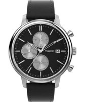 Timex Chicago Chrono TW2W13100 Horloge - Leer - Zwart - Ø 45 mm