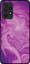 Smartphonica Telefoonhoesje voor Samsung Galaxy A52 met marmer opdruk - TPU backcover case marble design - Paars / Back Cover geschikt voor Samsung Galaxy A52