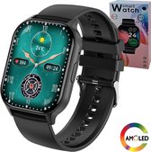 O.M.G S2 Square Ultra Smartwatch - Smartwatch Heren/Dames - Activity Tracker - Stappenteller - Volledige belfunctie - Crystal clear AMOLED display - Android en IOS - Black