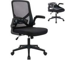 Ergonomische bureaustoel, draaibare stoel met verstelbare lendensteun, hoofdsteun en armleuning, hoogteverstelling en rockerfunctie, rugvriendelijke bureaustoel (zwart)