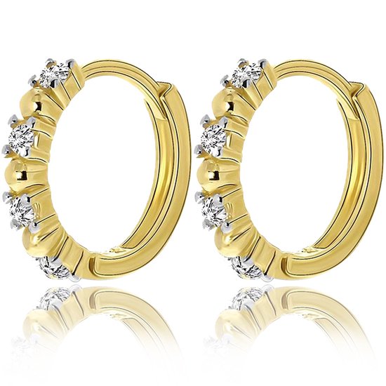 Juwelier Zwartevalk - 14 karaat gouden oorbellen met zirkonia 12.233--