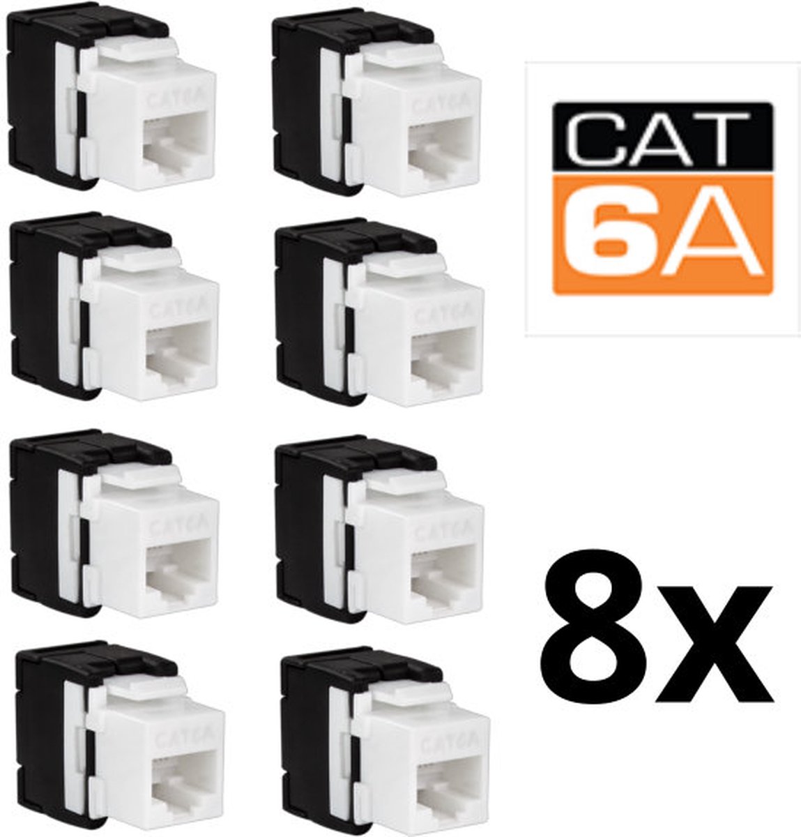 TheLinq set van 8 keystone adapters voor CAT6A kabels - niet afgeschermd - geschikt voor RJ45 poort - overdrachtsnelheid 10 Gb/s
