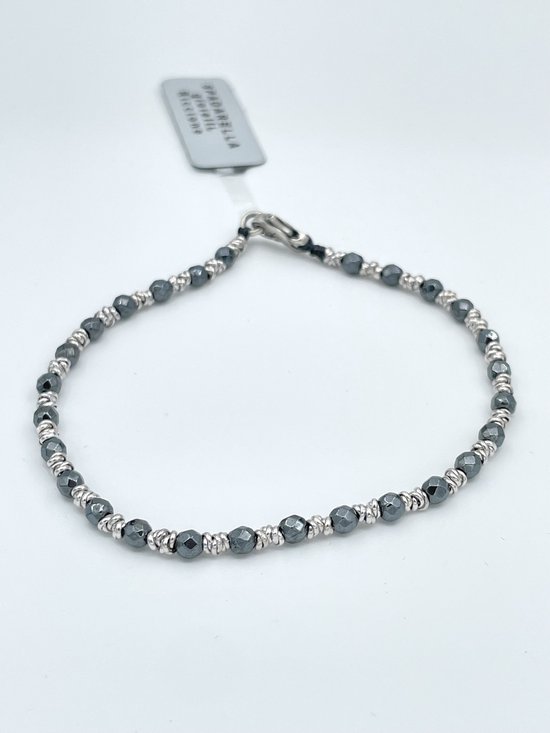 Spadarella Gioielli - SPBR490 - Bracelet - Argent 925 - 3mm - Hématite foncée - 19,5 Cm
