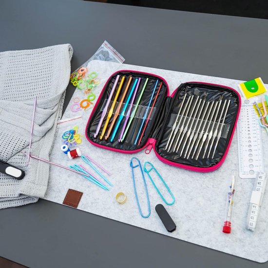 Haaknaaldenset, 85 Stuks, Doe-het-zelf Haken, Breien Accessoireset Met Draagbare Tas Ergonomische Haaknaald Voor Beginners Of Professionals Haaknaaldenset, 85 Stuks, Doe-het-zelf Haken, Breien Accessoireset Met Draagbare Tas Ergonomische Haaknaald Voor Beginners Of Professionals