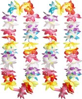 Toppers - Boland Hawaii krans/slinger - 2x - Met LED lichtjes - Tropische/zomerse kleuren mix