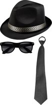 Toppers in concert - Carnaval verkleedset Men in black - hoed/zonnebril/party stropdas - zwart - heren/dames - verkleedkleding accessoires