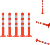 vidaXL Bornes de signalisation - Set de 5 - Plastique - 75 cm - Rouge et Argent - Bandes réfléchissantes - Parkeerschijf