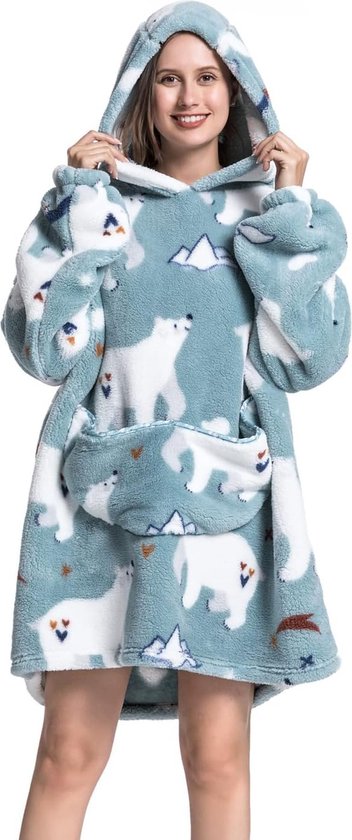 Luxe hoodiedeken - hoodie knuffeltrui hoodiedeken deken met mouwen